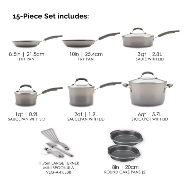 Rachael Ray 17641 Nonstick Pots and Pans Set, Marine Blue - 15 Piece - Image 5